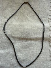 #3 Vintage Hematite Bead Necklace –Sleek Metallic Tube Beads with Magnetic Clasp