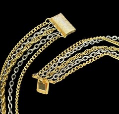Vintage Multi-Strand Gold & Silver Tone Layered Necklace~1980s