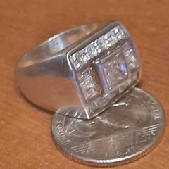 Vintage Sterling Silver Cz Mens Ring Chunky Square 925 Size 11.25 Multi Gems