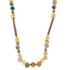 Vintage Multicolor Beaded Necklace With Natural Stone & Metal Accents Jewelry