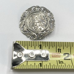 9.2 Grams Antique Art Nouveau 935 Sterling Silver Floral Flower Brooch Pin