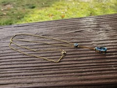 Antique Lavalier With Natural Aquamarine Gemstone 15k Yellow Gold