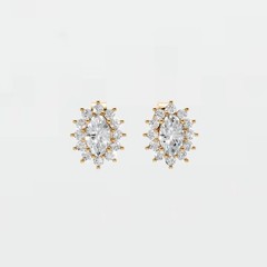 0.58 CTW Oval Halo Lab Grown Diamond Stud Earrings 14K Yellow Gold Ready Ship