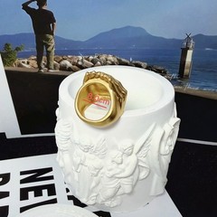 Schiaparelli Blue Eye Hand Sculpture Gold Ring Size 8