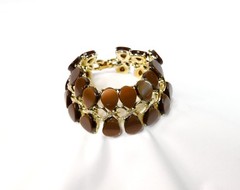 Vintage CORO Caramel Brown Thermo Lucite Bracelet and Earring Set