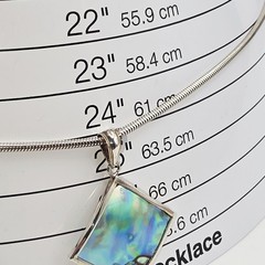 Vintage 925 Italy Sterling Silver Abalone Shell Pendant Necklace 24″ Snake Chain