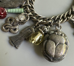 Napier Multi Charms Silver Chain Bracelet 7in. Massive! Charms 1.5in