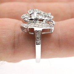 14k Solid White Gold 1/2ct Natural Diamond Butterfly Ring Size 6.75