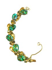 RARE Iridescent Peacock Blue Molded Geode or Lava Stone Schiaparelli Bracelet