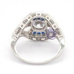 1.35 Ct White Round Cut Simulated Diamond Art Deco Style Wedding 925 Silver Ring