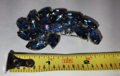 JULIANA Aqua Blue Rhinestone Leaf Flower Pin Broach Multi shaped Rhinestones