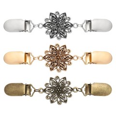 3Pcs Dress Clips Back Cinch, Sweater Clips (Hollow Flower, 3 Assorted Colors)