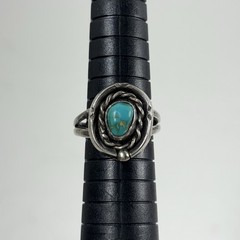 Vintage Southwest NA Style TESTED UNMARKED Sterling Silver Turquoise Ring Sz 7