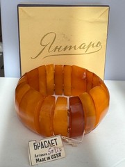 Vintage Butterscotch Baltic Amber Bracelet Stretchy USSR Soviet Kaliningrad