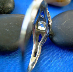 Original EARTH MINED DIAMOND Deco Engagement Ring Solid 18K WHITE GOLD Solitare