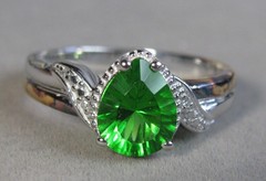 Pre-owned Sterling Silver 18KT Gold Plate Helenite Ring 3.7g Size 10 BGE #B184