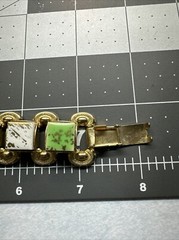 Vintage Golden Confetti Glitter White and Green Lucite Statement Bracelet