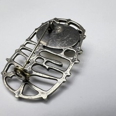 Vintage Old Brooch 925 Sterling Elegant Unique Irregular Yellow Stone For Man