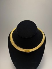 Vintage Choker Collar Necklace Gold Tone with Unique Metalwork Details See Pics