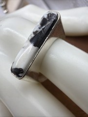 Southwest Modernist White Buffalo Bar Ring Size 10 Sterling Silver Signed GSX
