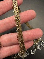 VTG Early Miriam Haskell Faceted Crystal Drop Bib Necklace Hexagon Brass Link