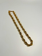 Vintage Napier Chunky Gold Tone Rope Chain Signed Twisted Necklace 110g 17.5″