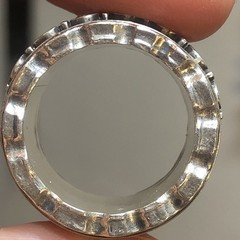 b49. Vintage Sterling Silver Brass CZ Crystal Spinner Band Ring Size 6.75. 15.5g