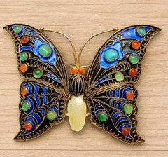 1992 MMA Cleo Butterfly Brooch Enamel Figural Pin Marked MMA Cleo