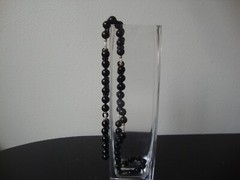 VINTAGE 1970s ‘BEAD MEDLEY’ RICE PEARL BLACK ONYX 30″ ENDLESS BEAD NECKLACE