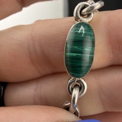 Vintage Taxco 950 Silver Bracelet Polished Stone 7”