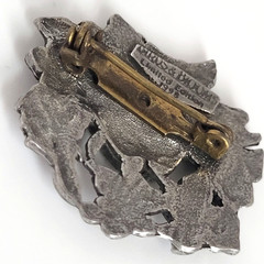 Vintage 1998 Birds & Blooms Pewter Butterfly & Flower Brooch Pin