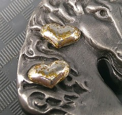 Vintage Torino Pewter Jewelry Set Heart Earrings Unicorn Brooch Pin Trinket Box