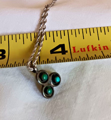 VTG C. 1976 TURQUOISE RAIN CLOUD STERLING SILVER 925 PENDANT, 18 IN CHAIN SIGNED