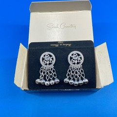 Sarah Coventry Fashion in Motion Earrings Silver 1.75in VTG 1970s Dangle Clip On