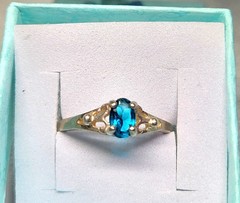 Vintage Sterling Silver London Blue Topaz Adjustable Ring Collectible Unique