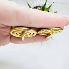 Vintage Jeff Lieb Industrial Brutalist Metal Spiral Gold Tone Clip On Earrings