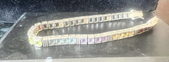 Vintage Sterling 925 Channel Set Square Cut Multi Colored Gemstone Bracelet