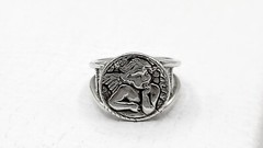 Designer Vintage Shube’s Dakota West Sterling Silver Cherub Angel Ring Size 5