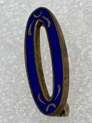 Antique Edwardian Era Sash Collar Lace Pin Open Oval Cobalt Enamel Brass C Clasp