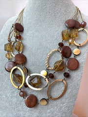 Boho Brown Gold Earthtones y2k 1990 2000s Modernist Metal Jewelry VTG necklace