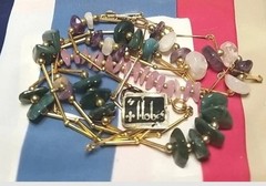 Hobe Necklaces,3 Original Tag, Gemstones, Amethyst 15″, Quartz, 17″ Pink, Green