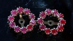 14k yellow gold 0.40ct ruby earring jackets vintage heated handmade 0.80gr
