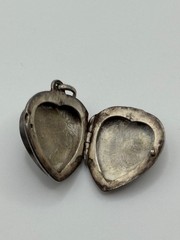 Vintage Sterling Silver Black Onyx Heart Locket Pendant