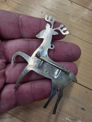 Vintage Oneida Sterling .925 Silver Cupid Reindeer Christmas Brooch Pin