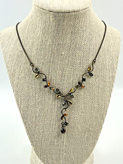 Vintage Necklace Festoon Style Necklace Beautiful Multicolored Rhinestones