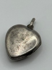 Vintage Sterling Silver Black Onyx Heart Locket Pendant