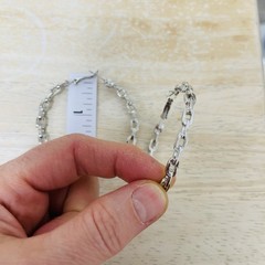 Large Silver Tone Anchor Mariner Link Hoop Earrings 2.25” VTG Minimalist Mod