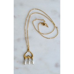 OOAK Handmade Upcycled Vintage Earring Lavalier Necklace, Teardrop Pearl 20″