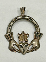 Vintage 925 Sterling Silver Irish Claddagh Pendant Charm