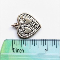 Vintage Silver Tone Ornate Embossed Hearts Love Valentine’s Charm Pendant